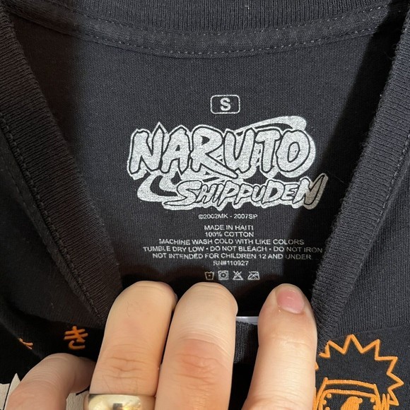 Naruto Shippuden Uzumaki T-Shirt Mens Small Uzumaki Line Art Black Anime - Picture 3 of 6